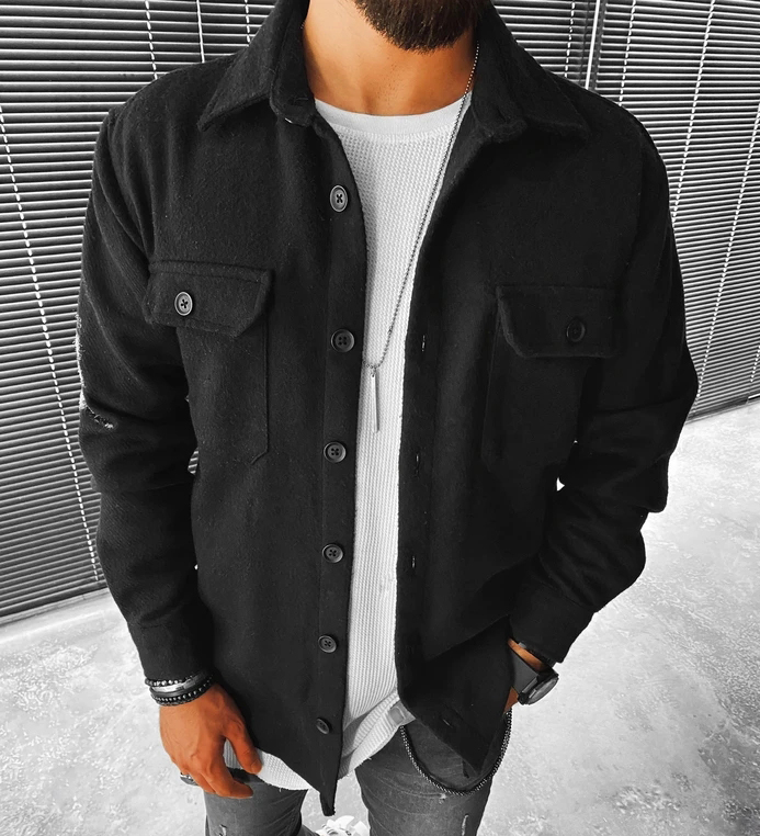 Fashion Street Solid Color Pocket Look Jacket