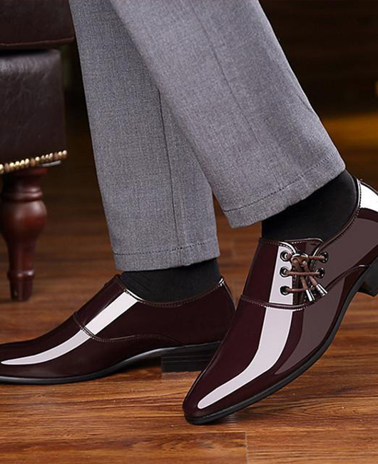 Business Plain Shiny Patent Point Toe Dress Shoes