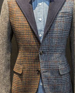 OK Vintage Colorblock Houndstooth Notch Lapel Two Button Blazer